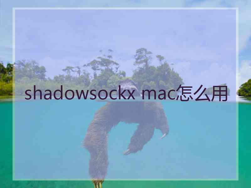 shadowsockx mac怎么用